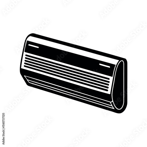 Vector illustration of a black and white air conditioner unit indoor