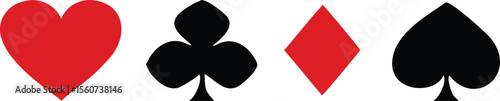 suit deck of playing cards. hearts diamonds clubs spades symbol. transparent png and vector illustration. 