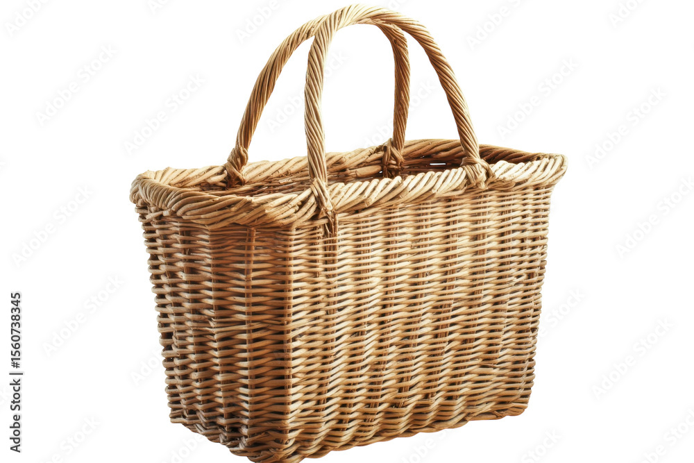 Fototapeta premium A rustic woven picnic basket beckons promising idyllic outdoor lunches and cozy gatherings on transparent background