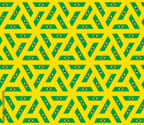 rhombus and triangle pattern of brazilian flag. geometric background for decoration and etc. vector illustration