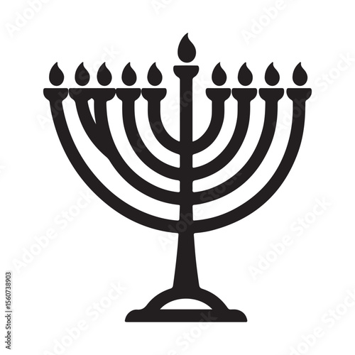 Elegant Menorah Illustration Symbolizing Hanukkah A Traditional Jewish Holiday with Candles and Religious Significance Simple Minimalist Design