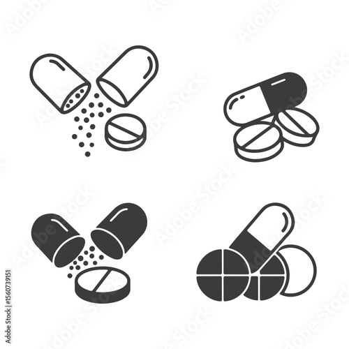 Pills and Capsules Medication Treatment Options Pharmaceutical Products and Healthcare Choices in Varied Forms For Healthcare