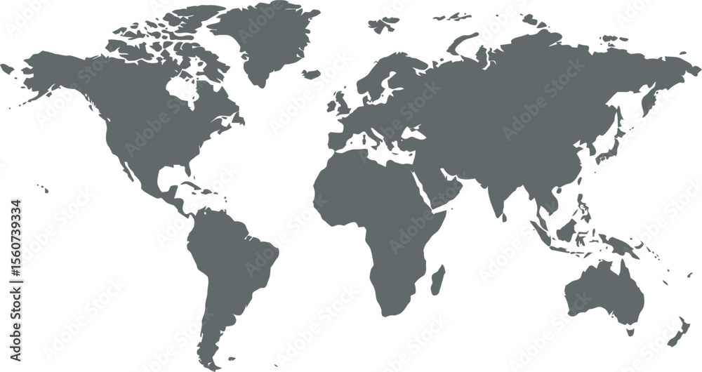 Obraz premium Global Grey World Map: International Business & Travel Concept