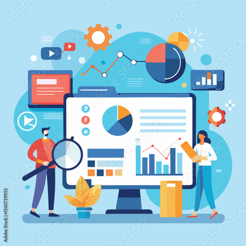 Business analytics data visualization people vector