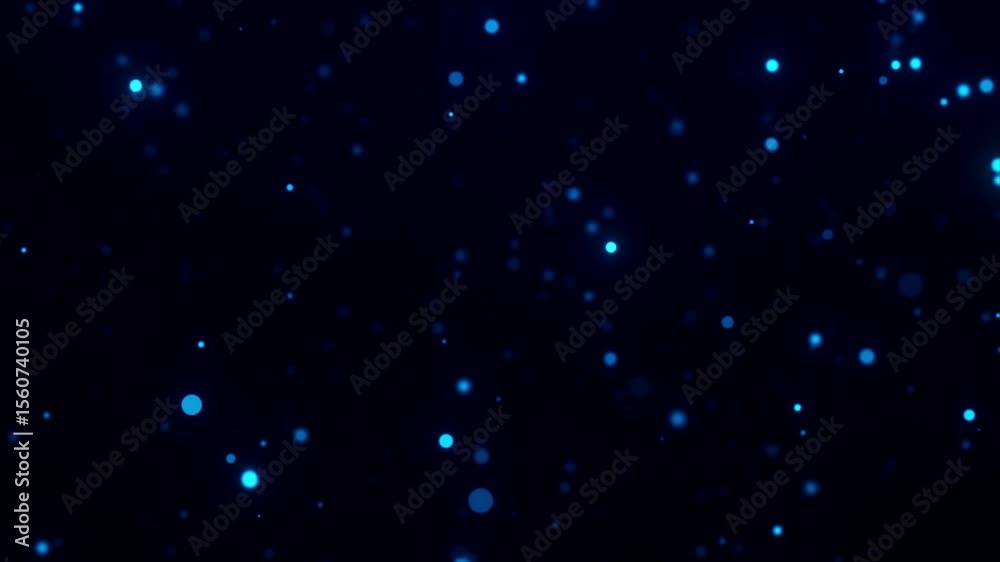 Soft glowing blue particles drifting slowly on a dark background. Calm and abstract animation suitable for ambient and space themes.