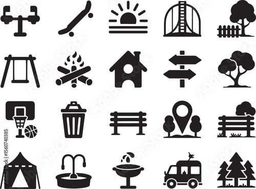Collection of outdoor activity and recreation icons