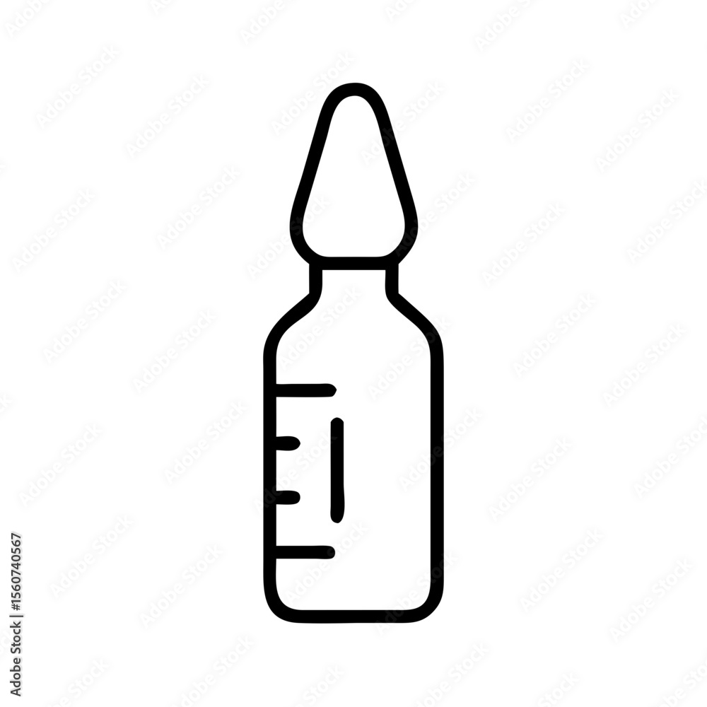 Medicine ampoule icon in black outline style on white background Medicine ampoule icon in black outline style on white background