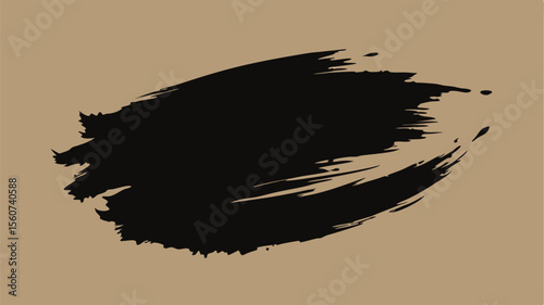 Abstract black ink brush stroke graphic element with transparency for design projects