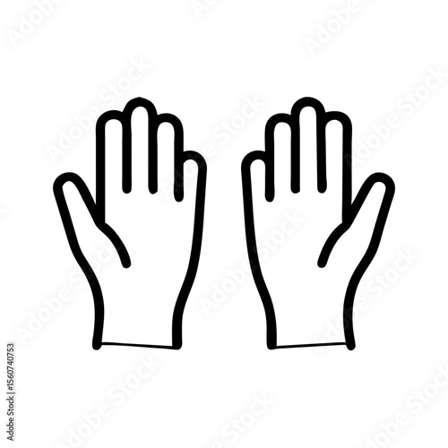 Medical gloves icon in black outline style on white background