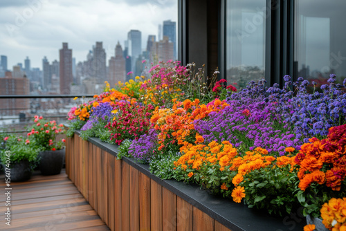Wallpaper Mural Balcony adorned with colorful flowers and plants. Torontodigital.ca
