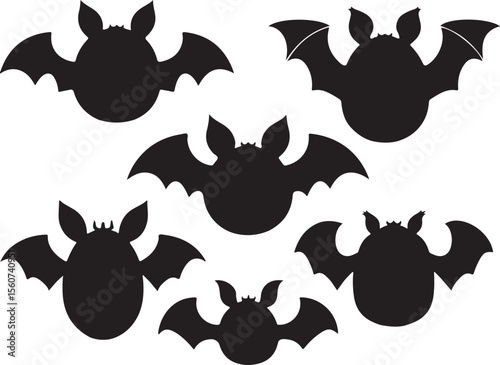 Silhouette Black Bats Collection – Halloween Flying Bat Clipart Set