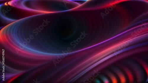 Abstract fractal red, orange, purple tunnel with mesmerizing array of neon colors and light swirls that shift and blend, creating captivating dance of light, shadow. Loop animation, seamless footage.