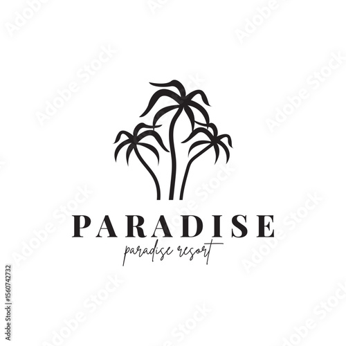 beach resort palm tree logo icon vector illustration template design