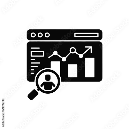 Business analytics and customer data analysis icon