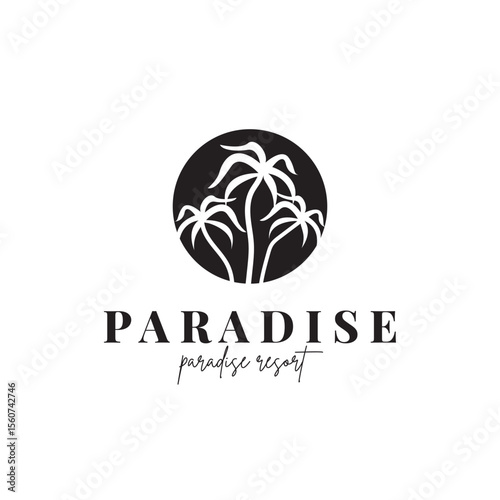 beach resort palm tree logo icon vector illustration template design