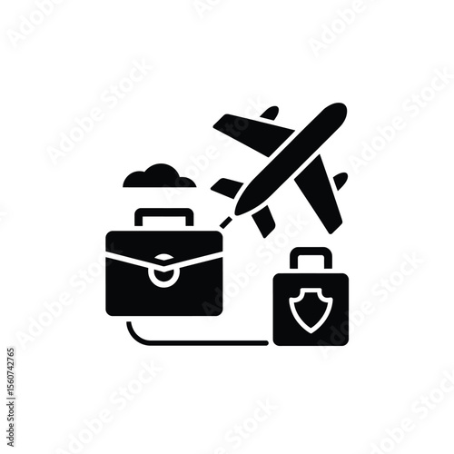 Business travel insurance and risk protection icon