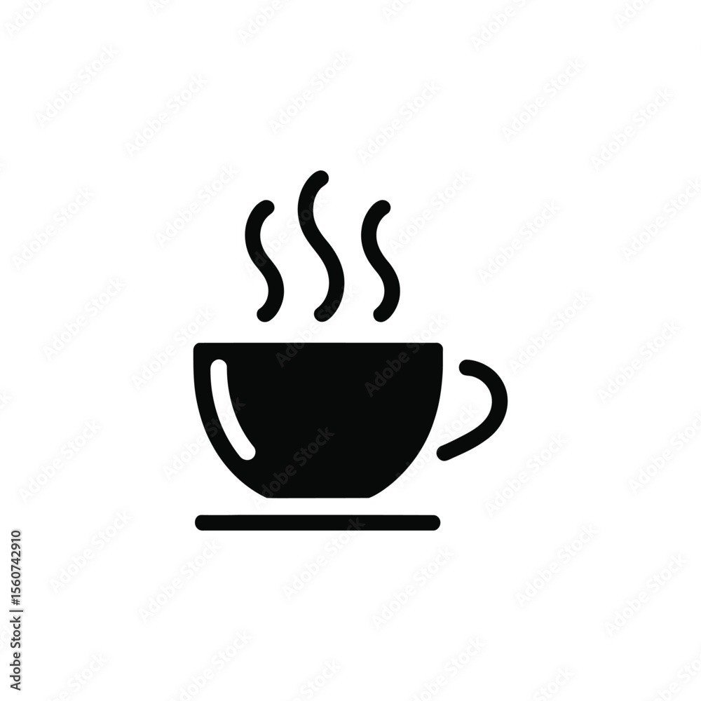 Coffee cup with steam icon Coffee cup with steam icon