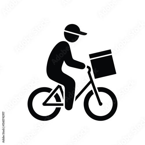 Courier delivering food on bicycle icon