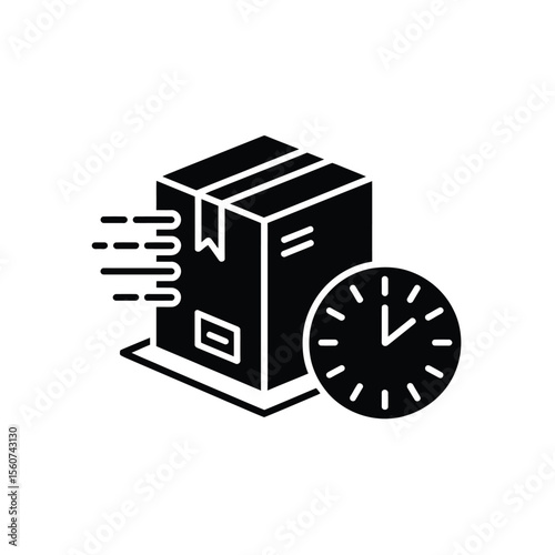 Fast delivery concept package and clock icon