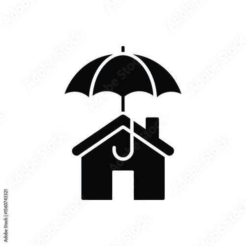 House under umbrella protection icon