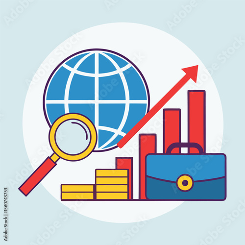 Global business growth analysis with financial elements