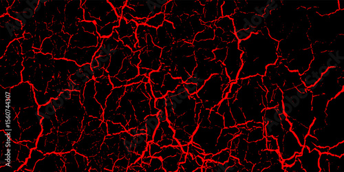 Abstract cracked lava texture background with glowing red veins on a deep black surface. Ideal for sci-fi designs, gaming visuals, horror themes, or dramatic poster art