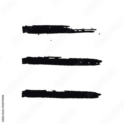 Abstract brush strokes in black ink with transparency for diverse design applications