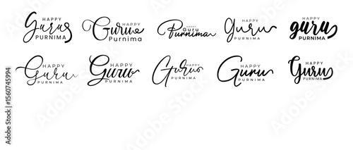 Stylized Guru Purnima typography design honoring spiritual teachers and mentors. Ideal for festive greeting cards, posters, banners, digital artwork, and cultural celebrations.