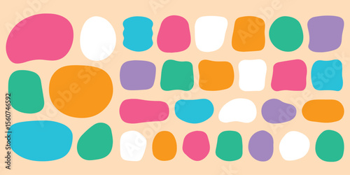 ポップな手描き風ビビットカラーゆる見出しコレクション (A collection of pop, hand-drawn, vividly colored, loose headings). Vector illustration eps file.