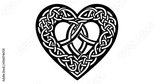 Intricate Celtic Heart Knot – Black and White Love Symbol Line Art