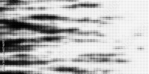 Grunge halftone gradient background. Faded grit noise texture. White and black sand wallpaper. Retro pixelated backdrop. Anime or manga style comic overlay. Vector graphic design textured template