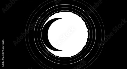 Crescent Moon in Circles – Modern Minimalist Lunar Art
