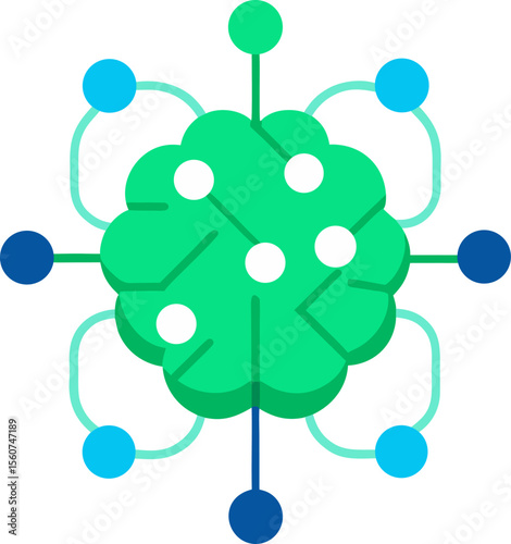 AI Brain and Neural Network Technology Icons