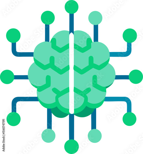 AI Brain and Neural Network Technology Icons