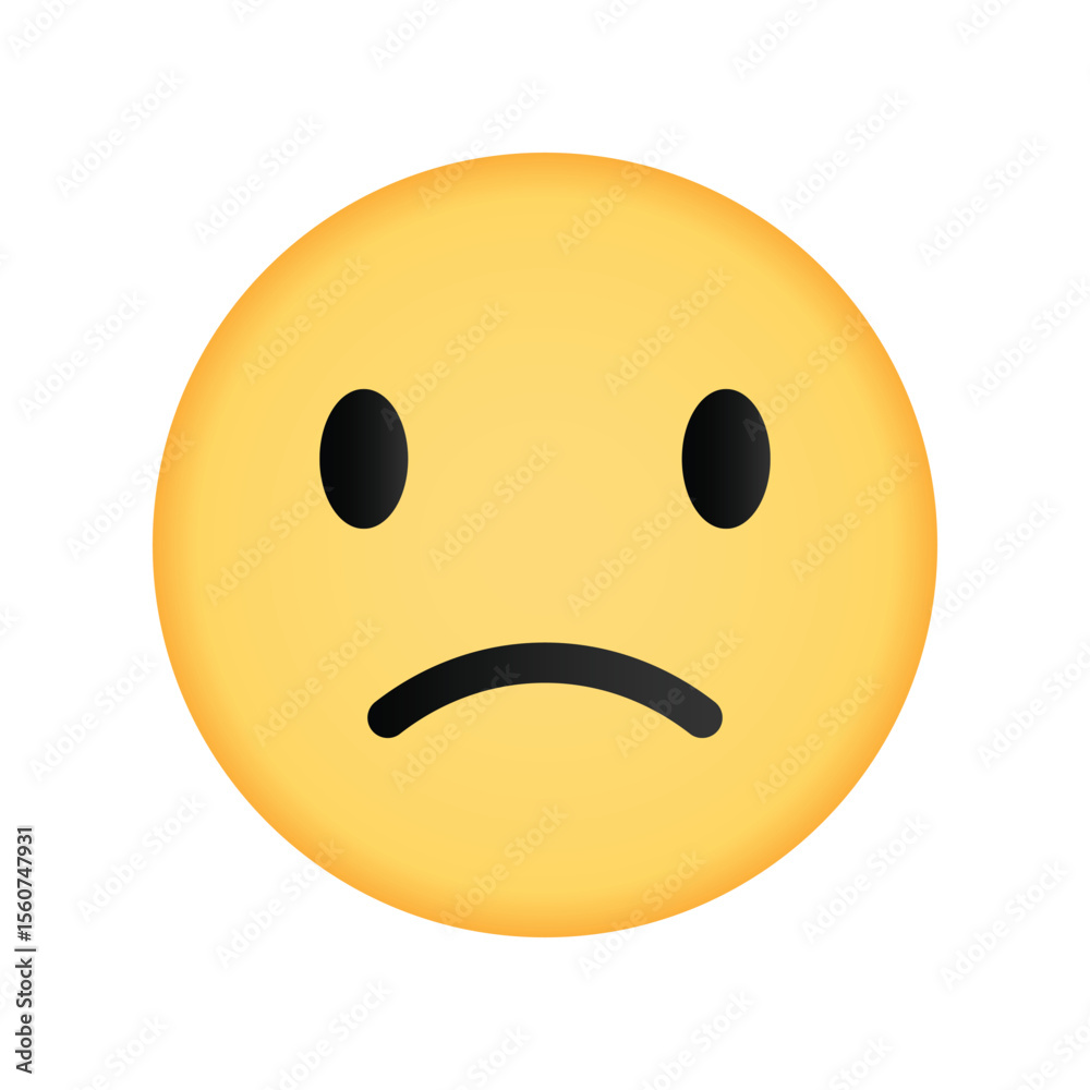 Fototapeta premium Sad face emoji with downturned mouth
