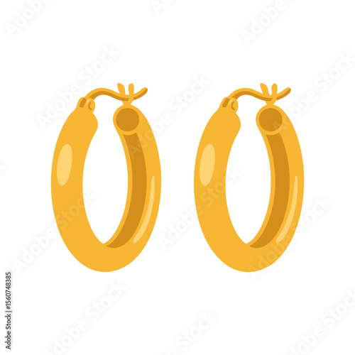 Stylish Gold Hoop Earrings Fashion Accessory Flat Design Vector Graphic