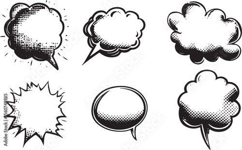 halftone comical speech bubbles