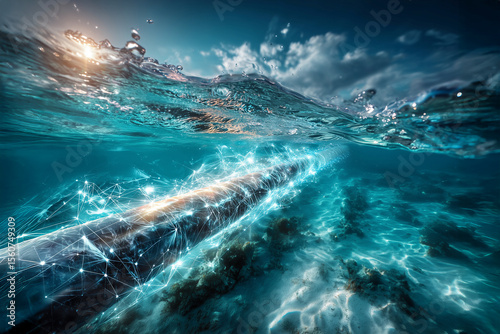 Optical internet cable on ocean floor providing global data connection