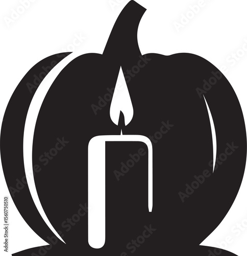 burning candle on black background silhouette