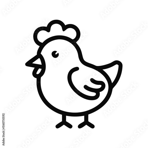 cute chicken character illustration in minimalist style with black outlines