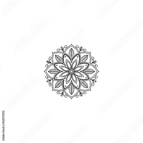 Circular pattern in the form of a mandala. Henna tatoo mandala. Mehndi style. Decorative pattern in oriental style. Coloring book page.