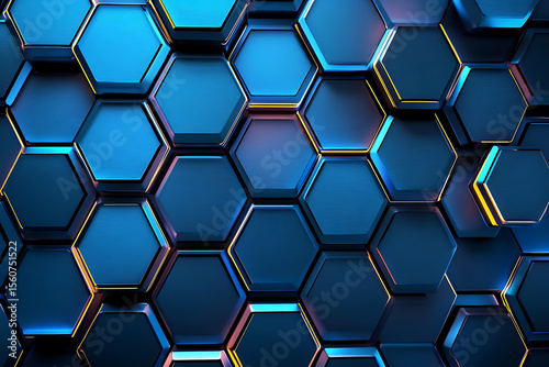 Seamless blue honeycomb hexagon pattern for a modern geometric background design