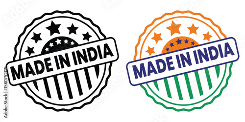 made in India stamp, India origin label, made in India badge, Indian product stamp