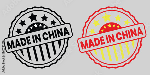 made in China stamp, made in China label, China origin product label, made in China badge