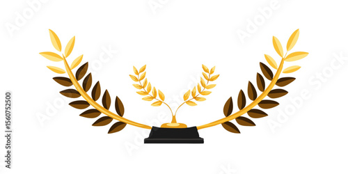 Golden laurel wreath with wheat leaves, a classic award symbol of nature's bounty
