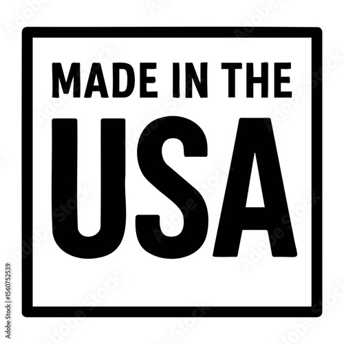 An image showing a square with the text made in the usa in bold black letters inside of it neatly