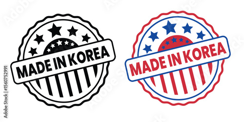 made in South Korea stamp, South Korea origin label, Korean product stamp, made in Korea badge, South Korea quality label