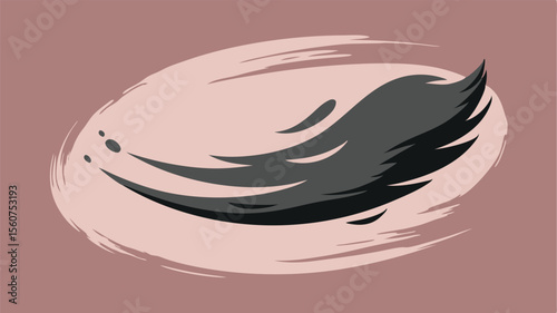 Abstract feather design with brushstroke elements suitable for various creative projects
