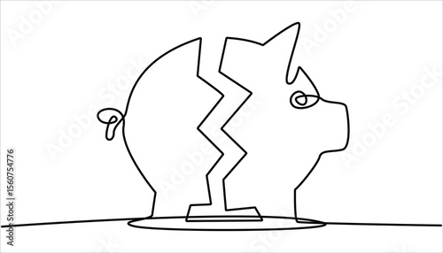 Piggy bank in continuous line art drawing style. Single line drawing illustration of Pink piggy bank. Savings money for the future concept vector art. Saving money concept, sales in linear style.