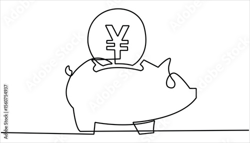 Piggy bank in continuous line art drawing style. Single line drawing illustration of Pink piggy bank. Savings money for the future concept vector art. Saving money concept, sales in linear style.